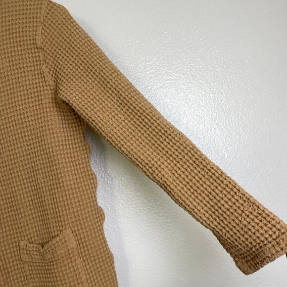 Poudre Organics Waffle Shirt Womens Small Tan Long Sleeve Snap Front Cotton Top - Picture 5 of 9
